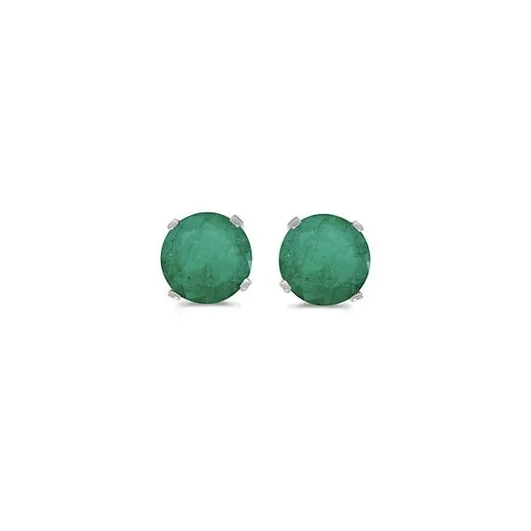 14KT WG 4MM EMERALD BSTONE STUD Lennon's W.B. Wilcox Jewelers New Hartford, NY