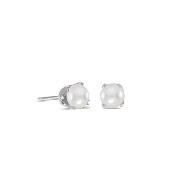 14K WHITE GOLD ROUND PEARL STUD EARRINGS Lennon's W.B. Wilcox Jewelers New Hartford, NY