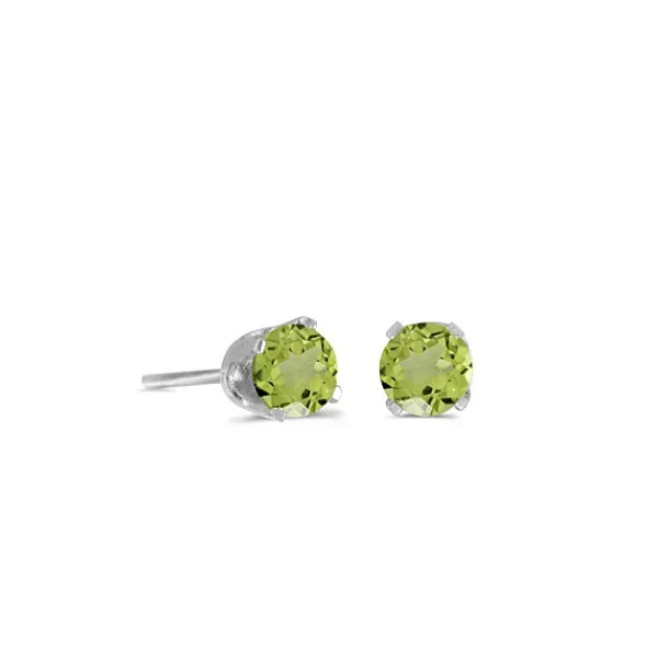 14K WHITE GOLD ROUND PERIDOT STUD EARRINGS Lennon's W.B. Wilcox Jewelers New Hartford, NY