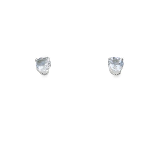 14KT WG 4MM AQUAMARINE STUD EARRINGS Lennon's W.B. Wilcox Jewelers New Hartford, NY