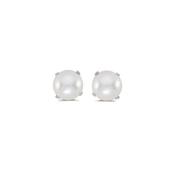 14KT YG ROUND 4MM PEARL BSTONE STUD EARRINGS Lennon's W.B. Wilcox Jewelers New Hartford, NY
