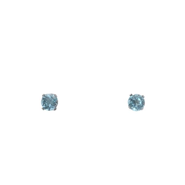 14KT WG 4MM BLUE TOPAZ BSTONE STUD Lennon's W.B. Wilcox Jewelers New Hartford, NY