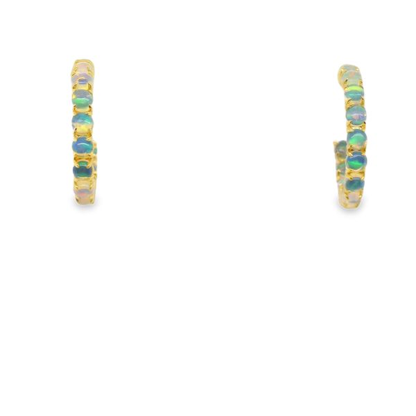 18K YG INSIDE/ OUTSIDE HOOP EARS WITH 24-3MM OPALS =1.67 CTTW Lennon's W.B. Wilcox Jewelers New Hartford, NY