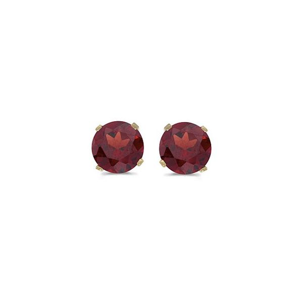 14KT YG 4MM GARNET BSTONE STUD Lennon's W.B. Wilcox Jewelers New Hartford, NY