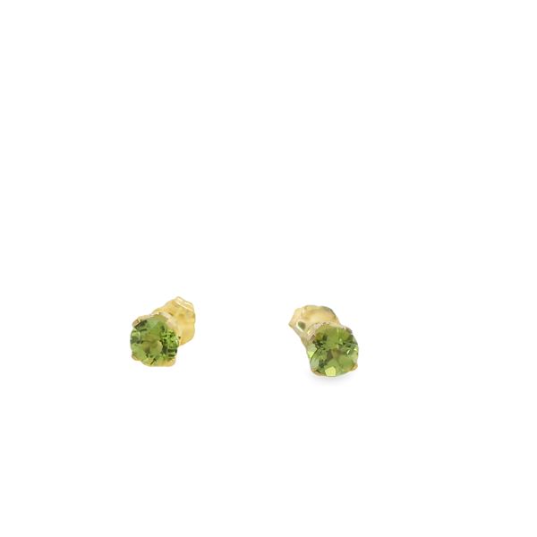 14KT YG 4MM PERIDOT BSTONE STUD Lennon's W.B. Wilcox Jewelers New Hartford, NY