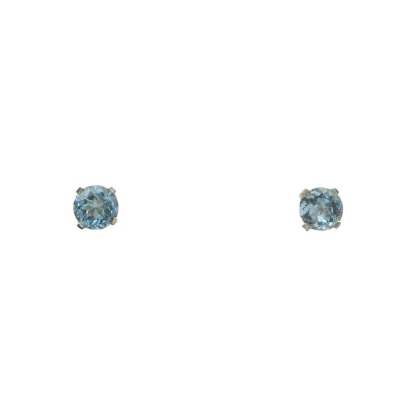 14KT YG 4MM BLUE TOPAZ BSTONE STUD Lennon's W.B. Wilcox Jewelers New Hartford, NY
