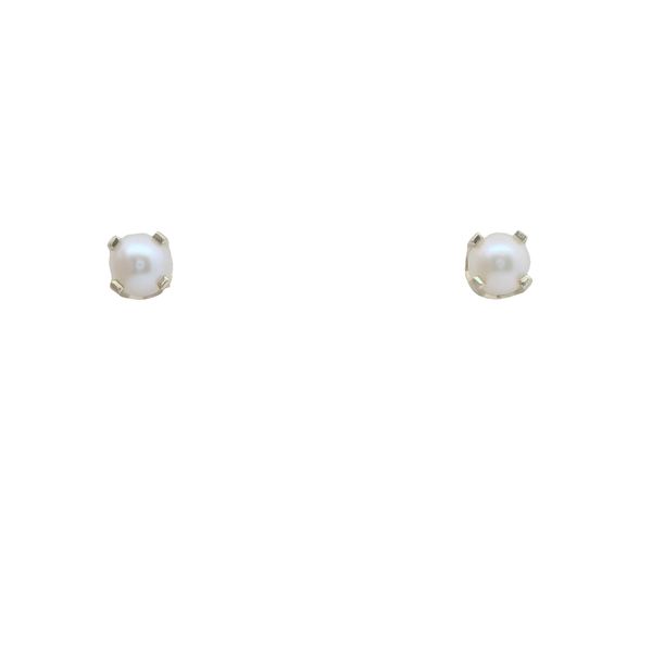 14KT YG 4MM PEARL BSTONE STUD Lennon's W.B. Wilcox Jewelers New Hartford, NY