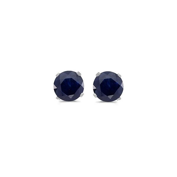 14KT WG 4MM SAPPHIRE BSTONE STUD Lennon's W.B. Wilcox Jewelers New Hartford, NY
