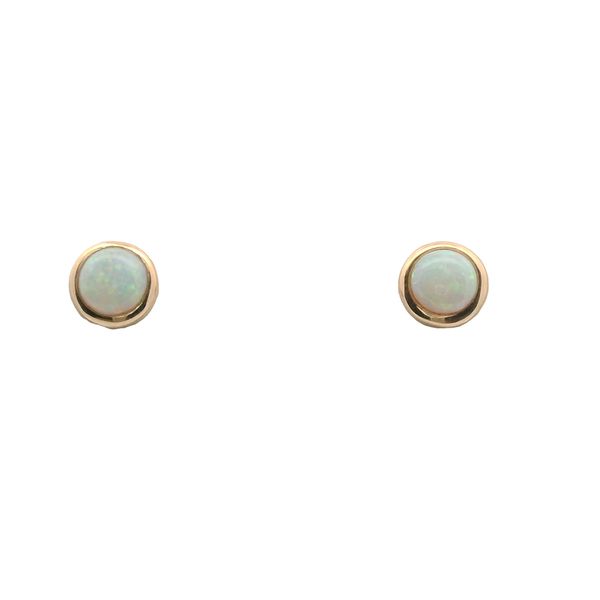 14K YG 4 MM ROUND AUSTRALIAN OPAL POST EARRINGS Lennon's W.B. Wilcox Jewelers New Hartford, NY