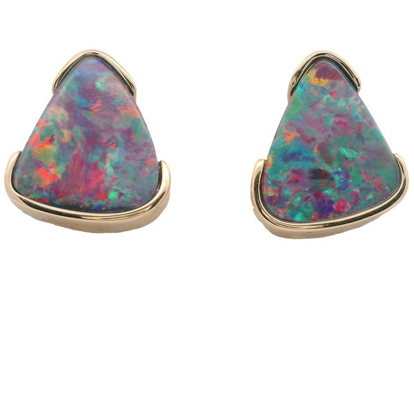 14K YG AUSTRALIAN OPAL DOUBLET EARRINGS Lennon's W.B. Wilcox Jewelers New Hartford, NY