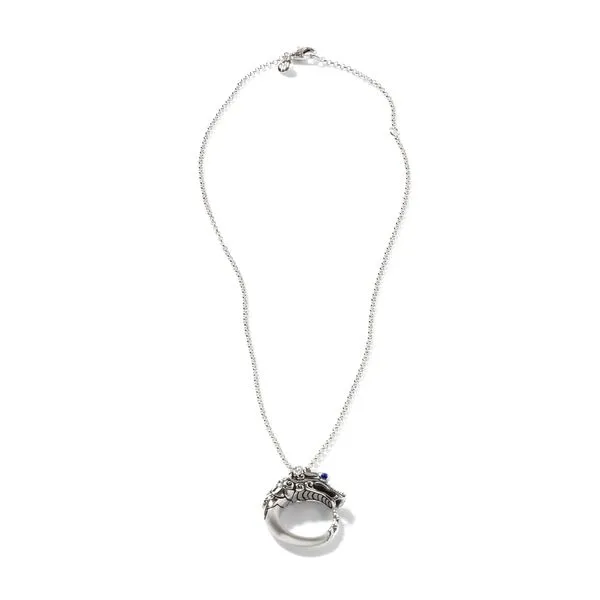 Silver Pendant with Black Sapphire and Blue Sapphire Eyes Lennon's W.B. Wilcox Jewelers New Hartford, NY