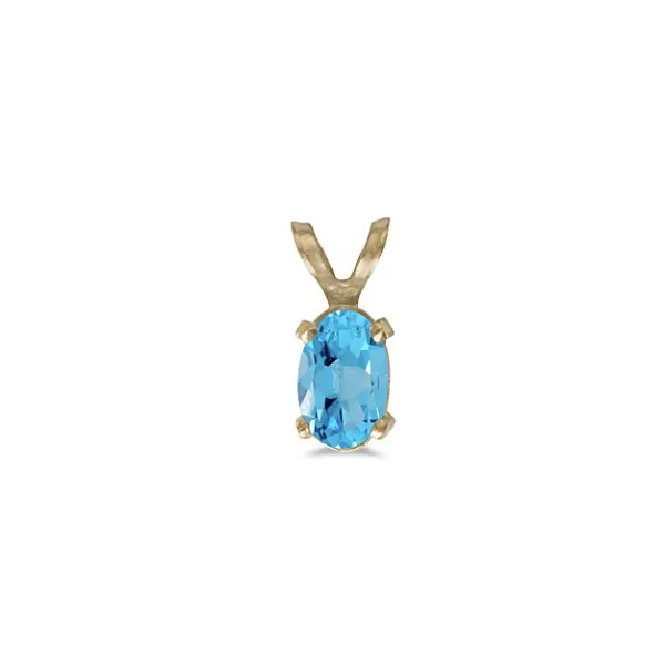 14Kt Yellow Gold Oval Blue Topaz Pendant on 18" Box Chain Lennon's W.B. Wilcox Jewelers New Hartford, NY