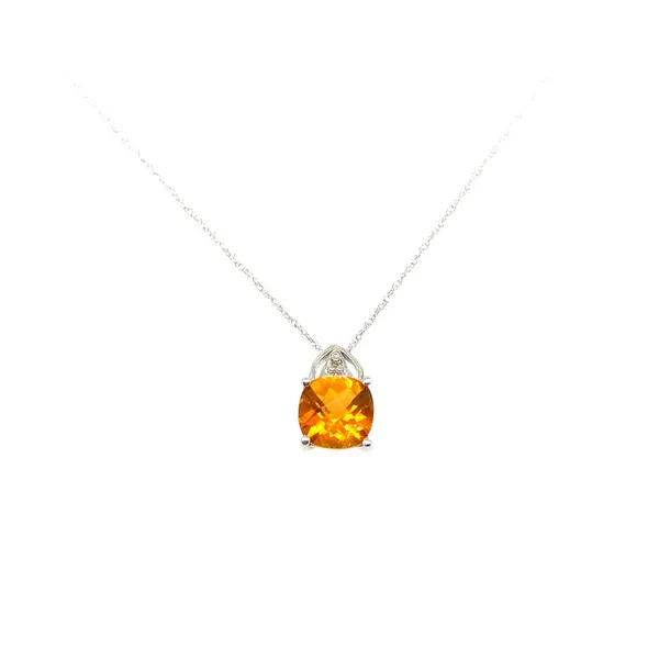 10KT WG CONTAINING 1 NECKLACE W/ CUSHION CITRINE AND DIAMOND IN BAIL Lennon's W.B. Wilcox Jewelers New Hartford, NY