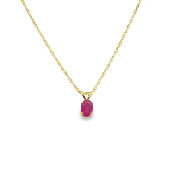 14K YG RUBY OVAL PENDANT WITH SINGAPORE 18'' CHAIN  Lennon's W.B. Wilcox Jewelers New Hartford, NY