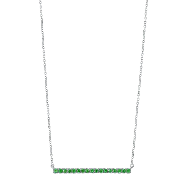 14KT White Gold Bar Necklace Containing Round Emeralds .33CTTW Lennon's W.B. Wilcox Jewelers New Hartford, NY