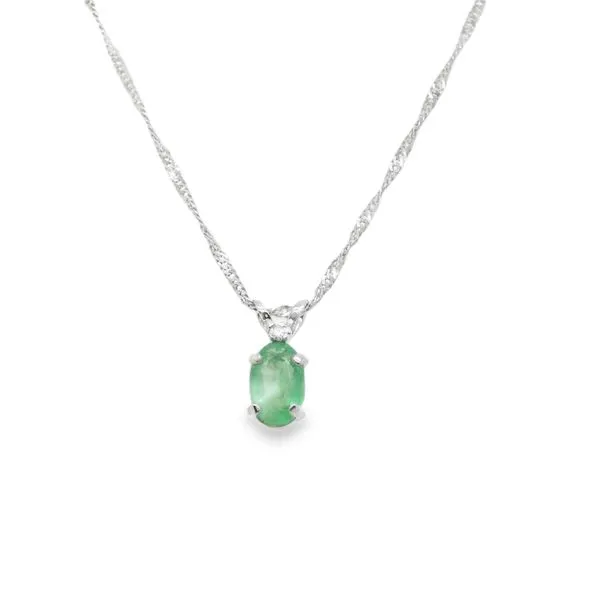 14K W/G AND DIA  EMERALD PENDANT WITH 18" CHAIN Lennon's W.B. Wilcox Jewelers New Hartford, NY