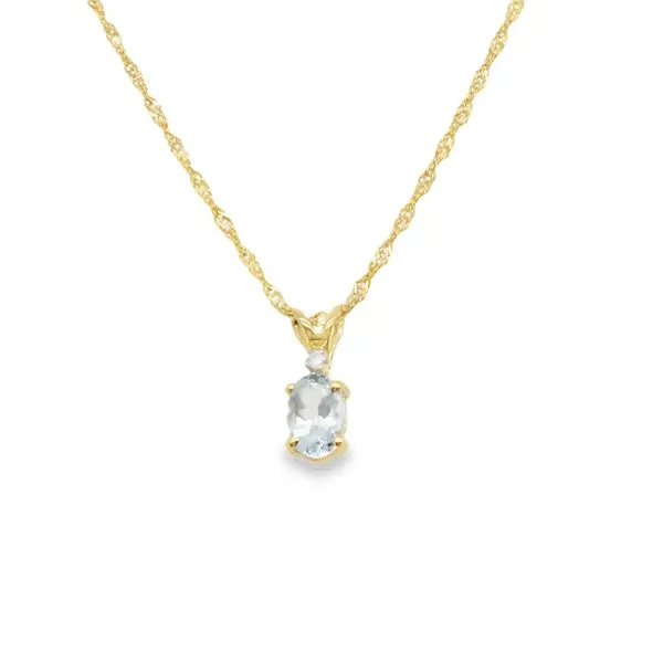 14KY/G AND DIA AND AQUAMARINE MARCH PENDANT 18IN NECKLACE Lennon's W.B. Wilcox Jewelers New Hartford, NY