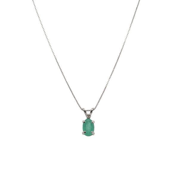 14KT WG 4X6 EMERALD W/ 1 .01CT ROUND DIAMOND Lennon's W.B. Wilcox Jewelers New Hartford, NY
