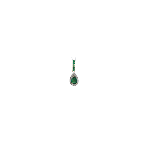 14K YG EMERALD .288 CTTWAND DIAMOND .087 CTTW PENDANT ON 18" 14K YG CHAIN Image 2 Lennon's W.B. Wilcox Jewelers New Hartford, NY