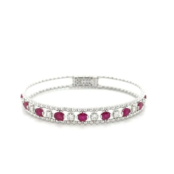 14Kt White Gold Flex Bangle Alternating Oval Rubies Lennon's W.B. Wilcox Jewelers New Hartford, NY