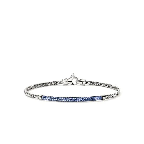 Essential Silver Bracelet with Round Pave with Blue Sapphire  Lennon's W.B. Wilcox Jewelers New Hartford, NY