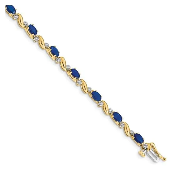 14K YG SAPPHIRE AND DIAMOND BRACELET 7" Lennon's W.B. Wilcox Jewelers New Hartford, NY