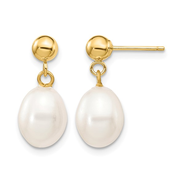 10K YG FRESHWATER PEARL DANGLE ON BALL  POST EARRING Lennon's W.B. Wilcox Jewelers New Hartford, NY
