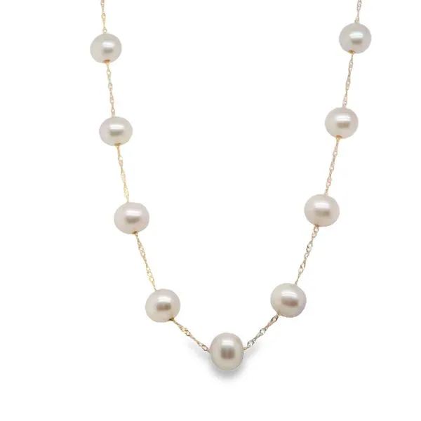 18" 14KT ROSE GOLD TIN CUP PEARL NECKLACE W/ 6-6.5MM POTATO FRESHWATER PEARLS Lennon's W.B. Wilcox Jewelers New Hartford, NY