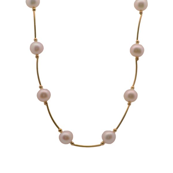 14K YG 17" PEARL TIN CUP NECKLACE  6.5-7MM PEARLS WITH LOBSTER CLAW CLASP Lennon's W.B. Wilcox Jewelers New Hartford, NY