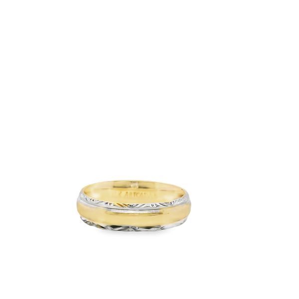 14KT YG W/ RHODIUM DC EDGES - POLISHED CTR Lennon's W.B. Wilcox Jewelers New Hartford, NY