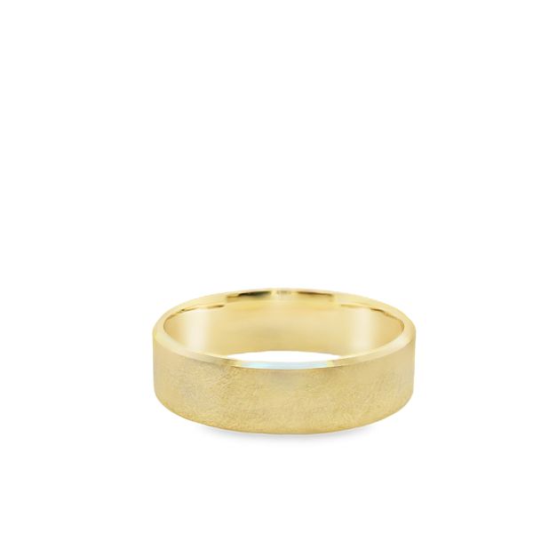 GNTS. 14KT YELLOW GOLD 6MM FLAT SATIN BAND Lennon's W.B. Wilcox Jewelers New Hartford, NY