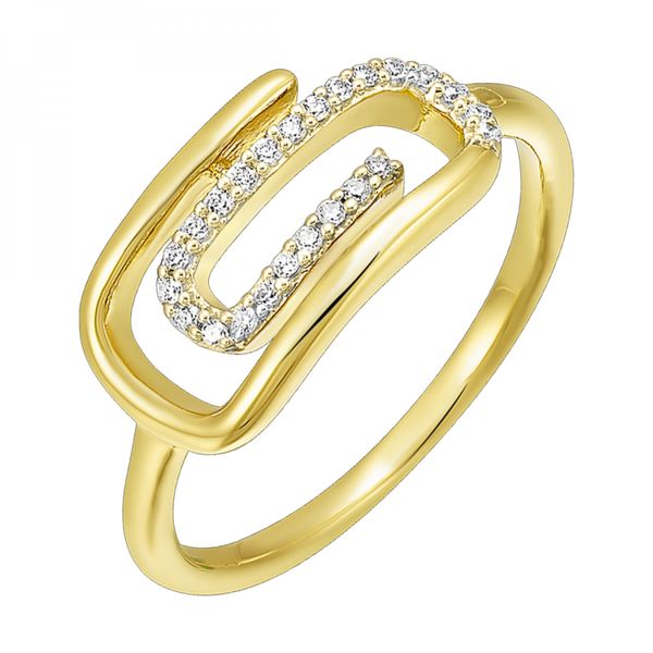 10Kt Yellow Gold fashion Ring with Diamond Paperclip Containing 24 Round Diamonds .10CT Lennon's W.B. Wilcox Jewelers New Hartford, NY