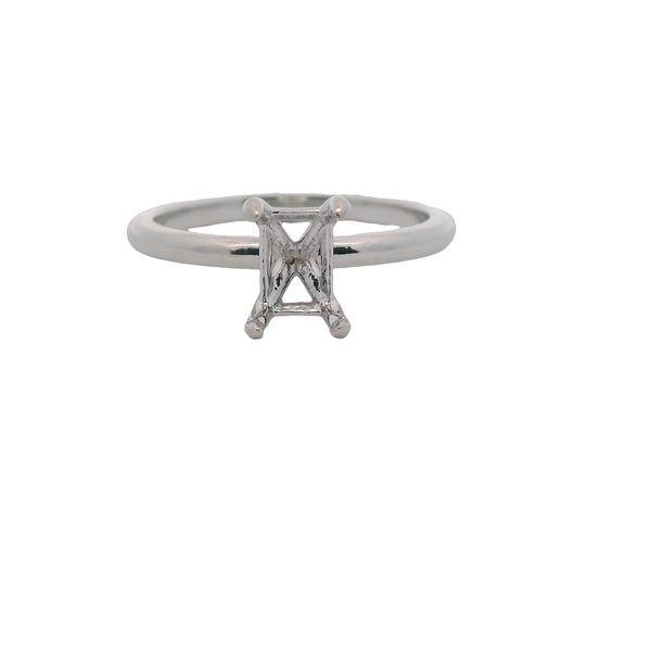 14K WG 4 PRONG SOLITAIRE MTG. FOR 7 X 5 EMERALD CUT STONE Lennon's W.B. Wilcox Jewelers New Hartford, NY