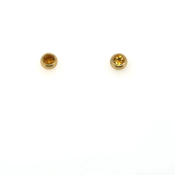 14KT YELLOW GOLD BEZEL CITRINE STUD EARRINGS Lennon's W.B. Wilcox Jewelers New Hartford, NY