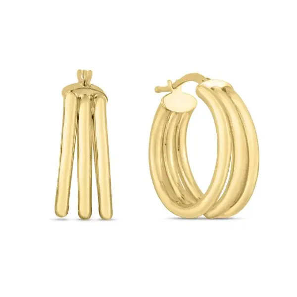 14KT YG 3 ROW GRADUATED HOOP EARRINGS Lennon's W.B. Wilcox Jewelers New Hartford, NY