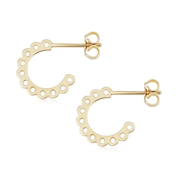 14Kt Yellow Gold Flower Mini Hoop Earrings Lennon's W.B. Wilcox Jewelers New Hartford, NY