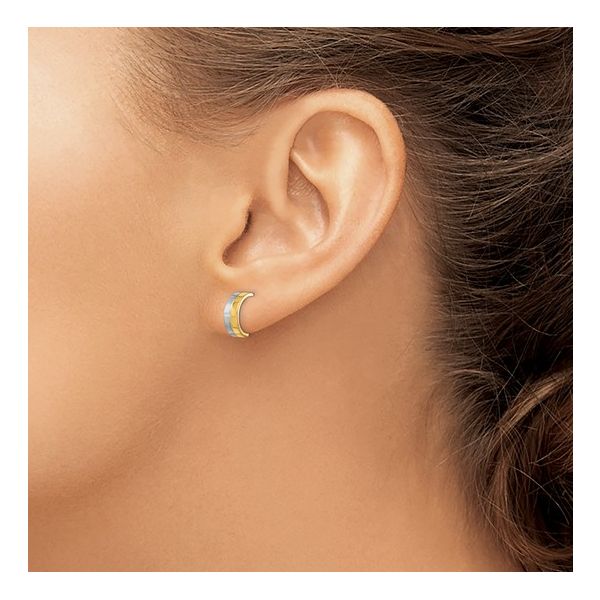 14K W/ RHODIUM KANI K HALF CIRCLE POST EARRINGS Image 2 Lennon's W.B. Wilcox Jewelers New Hartford, NY