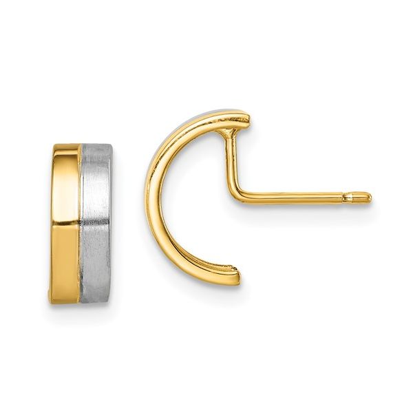14K W/ RHODIUM KANI K HALF CIRCLE POST EARRINGS Lennon's W.B. Wilcox Jewelers New Hartford, NY