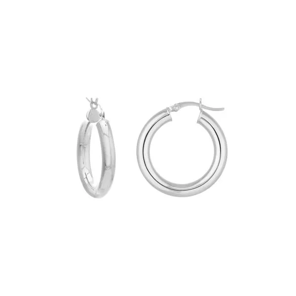 14Kt White Gold Polished Hoop Earrings Lennon's W.B. Wilcox Jewelers New Hartford, NY