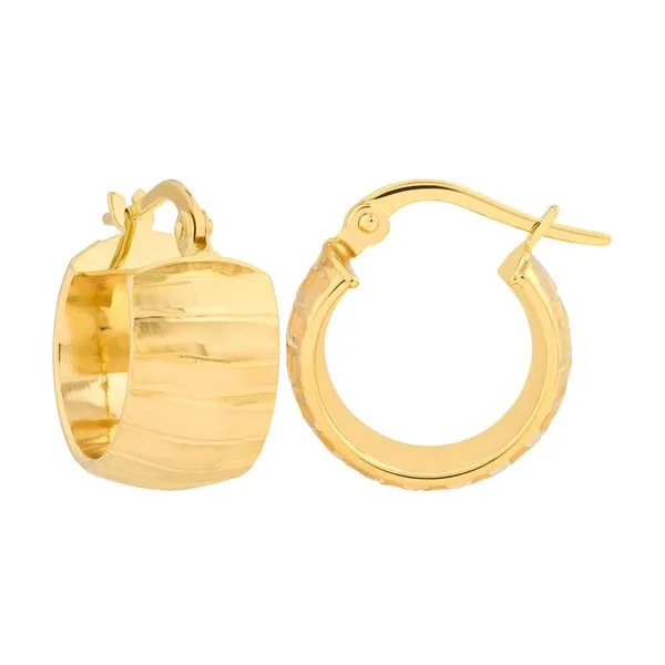 14Kt Yellow Gold Wide Textured Hoop  Lennon's W.B. Wilcox Jewelers New Hartford, NY