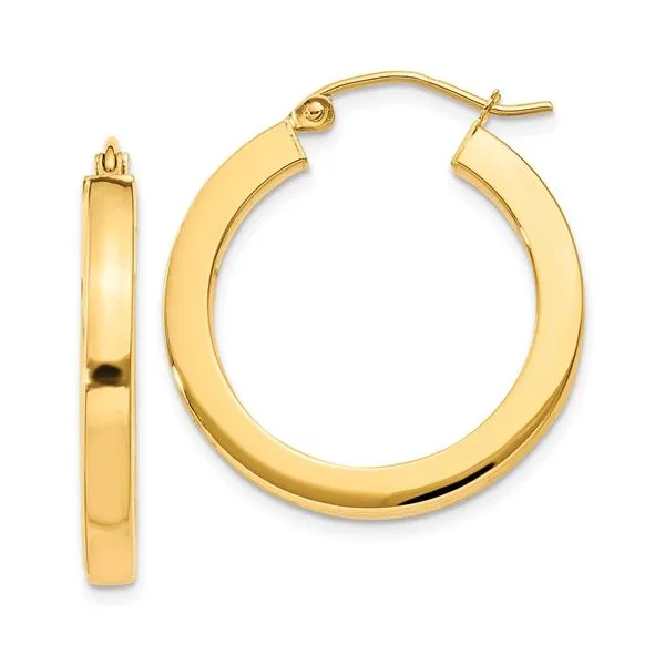 10kt Yellow Gold 3mm Polished Square Hoop Earrings Lennon's W.B. Wilcox Jewelers New Hartford, NY