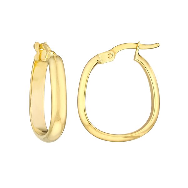 10KYG 13.70MM OFF ROUND POLISHED HOOP EARRING .95G Lennon's W.B. Wilcox Jewelers New Hartford, NY