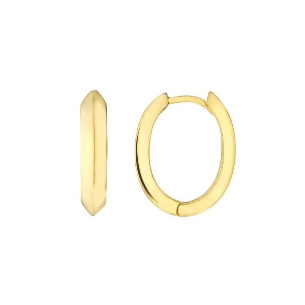 10 KARAT YELLOW GOLD KNIFE EDGE OVAL HOOP EARRING  Lennon's W.B. Wilcox Jewelers New Hartford, NY
