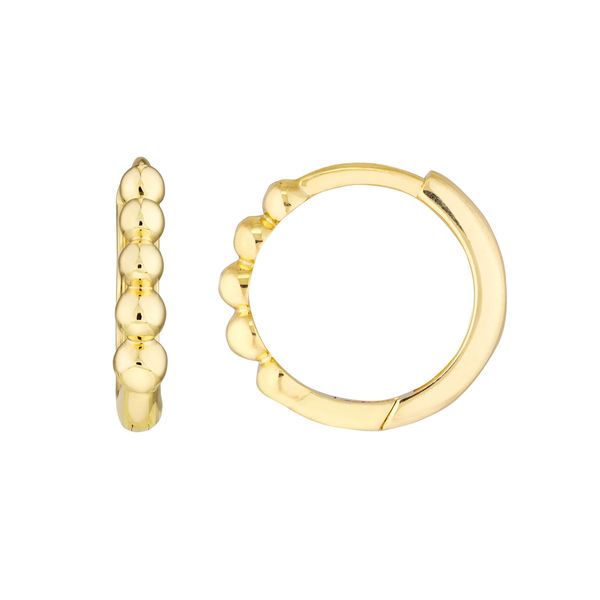 14K YG BEADED MINI HUGGIE EARRING Lennon's W.B. Wilcox Jewelers New Hartford, NY
