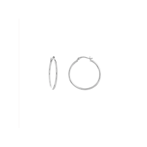 10K WHITE GOLD 2X30 MM ROUND HOOP Lennon's W.B. Wilcox Jewelers New Hartford, NY