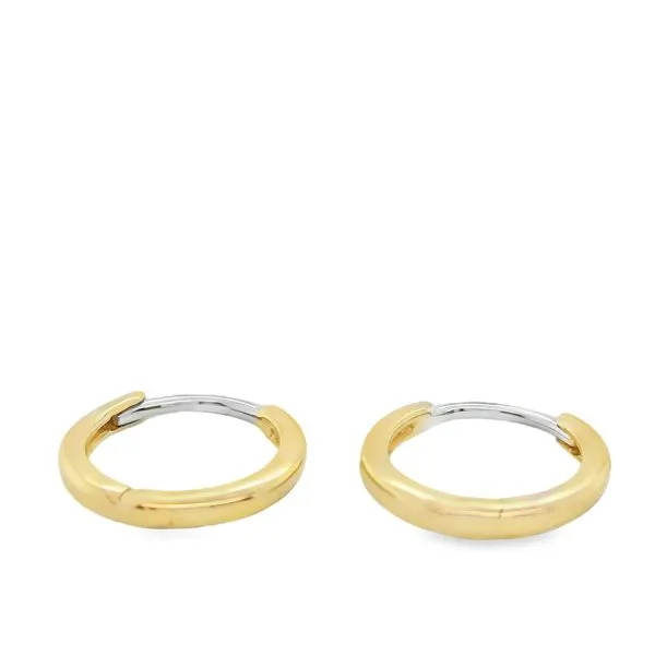 14K YG HINGED HUGGIE HOOP WITH WG POST Lennon's W.B. Wilcox Jewelers New Hartford, NY