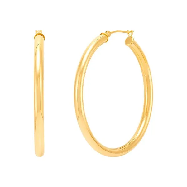 14KT YG POLISHED 3X40MM TUBE HOOPS Lennon's W.B. Wilcox Jewelers New Hartford, NY
