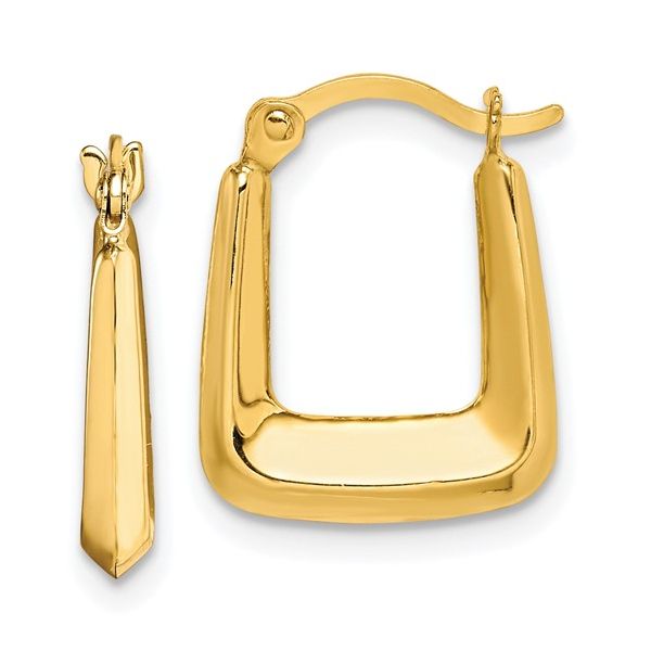 10K YG SMALL RECTANGULAR HOOPS Lennon's W.B. Wilcox Jewelers New Hartford, NY