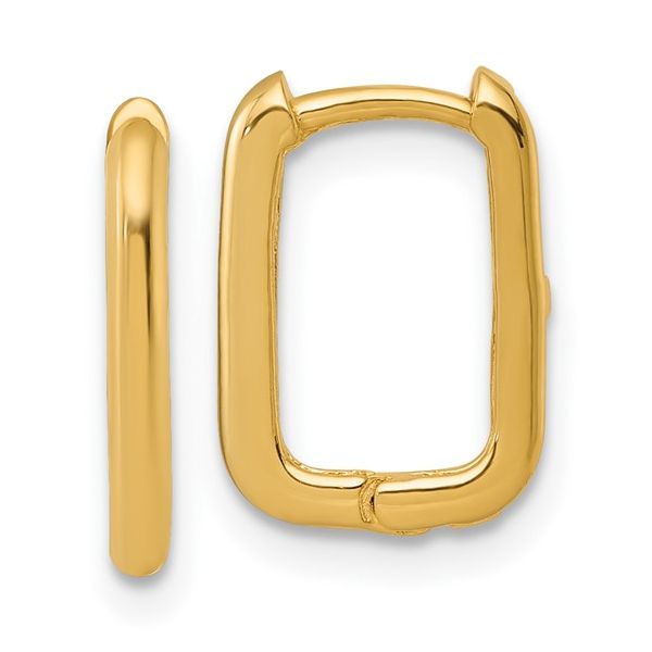 10K POLISHED RECTANGLE 1.85MM HINGED HOOP EARRINGS Lennon's W.B. Wilcox Jewelers New Hartford, NY