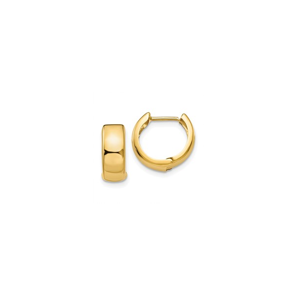14K YG POLISHED HINGED HOOP EARRING - 4.5 MM WIDE Lennon's W.B. Wilcox Jewelers New Hartford, NY